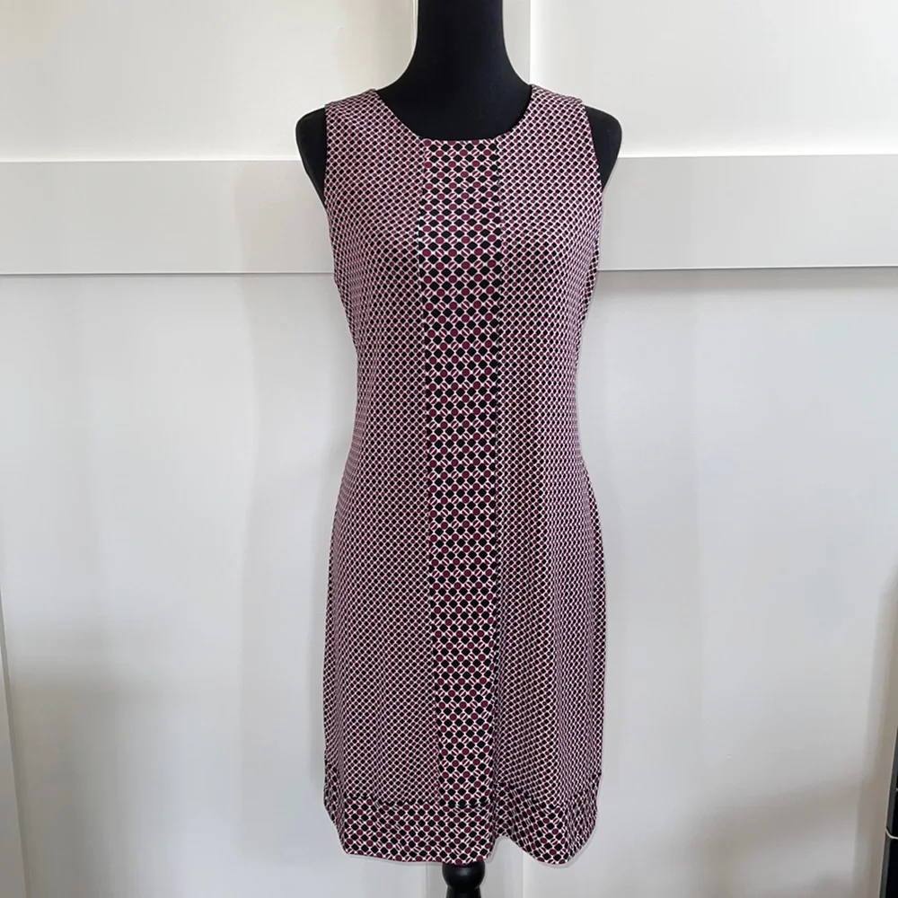 Michael Kors Tile Dot Sleeveless Border Dress Bone/Garnet - Picture 5 of 9